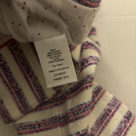 NEW Talbots Women’s Size 8 Pink Blue White Striped Blazer Cotton Jacket Tweed - Picture 13 of 16